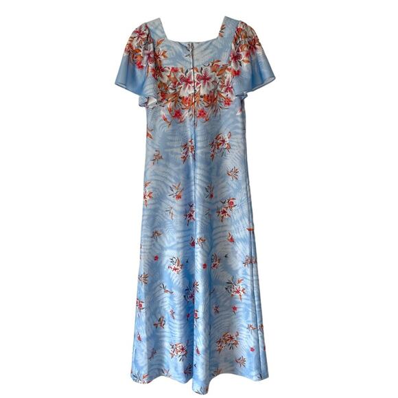 Liberty House of Hawaii Honolulu Naturally Your Vintage Blue Kaftan Dress Small - Picture 5 of 9